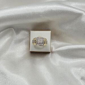 Two-Tone Gold Over Sterling Silver 925 Pave CZ Luxury Ring